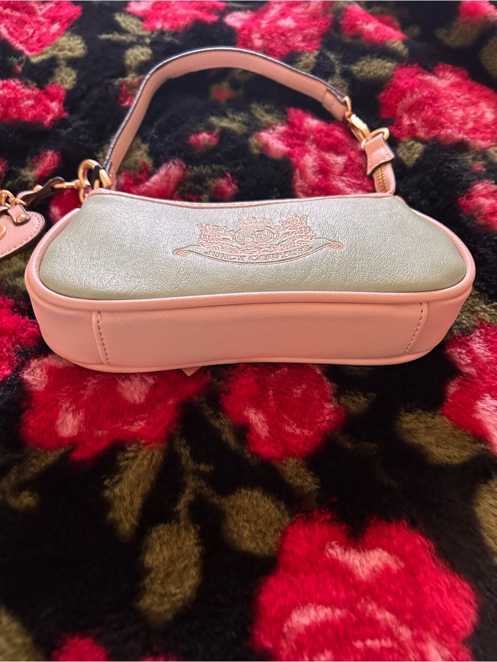 Juicy Couture Sage Green and Baby Pink Faux Leather “Royal to Convertible Baguet - Picture 6 of 15